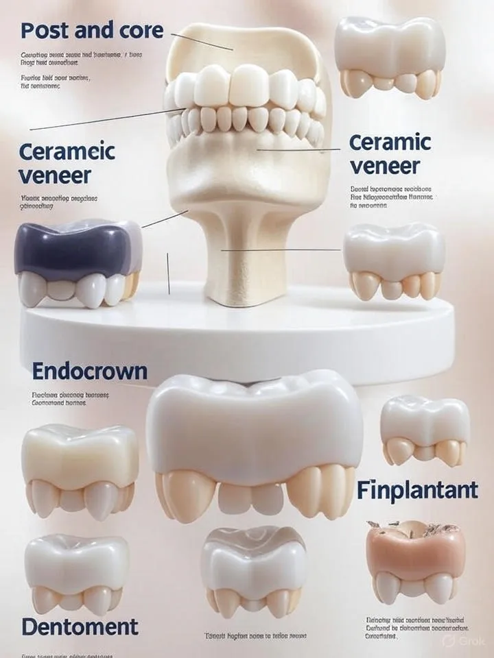 مقایسه روشهای بازسازی تاج دندانهای به شدت تخریب شده | راهنمای جامع 2025