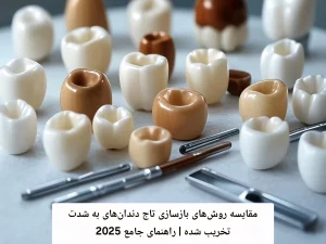 مقایسه روشهای بازسازی تاج دندانهای به شدت تخریب شده | راهنمای جامع 2025