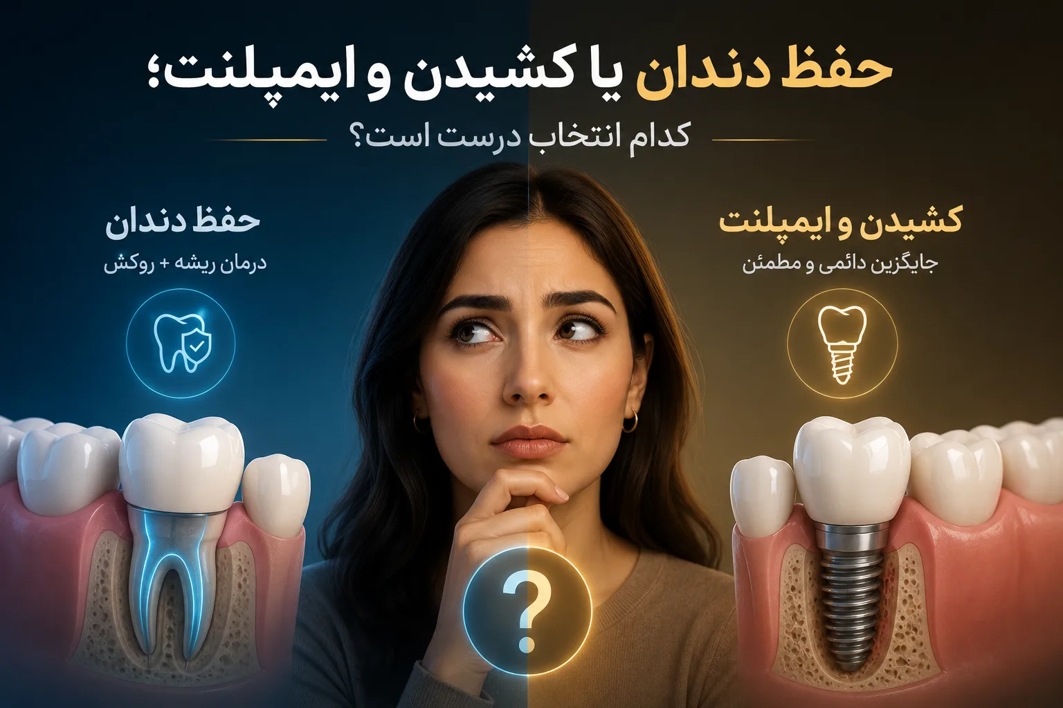 حفظ دندان یا کشیدن و ایمپلنت؛ کدام انتخاب درست است؟